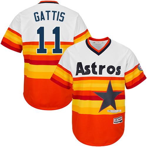 Astros #11 Evan Gattis White/Orange Flexbase Authentic Collection Cooperstown Stitched MLB Jersey